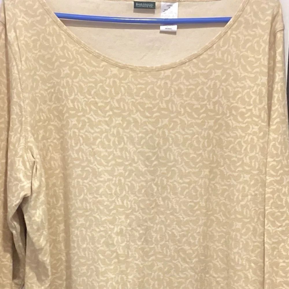 NWOT. Blue Country Clothing Co. Women’s  2X Long Sleeve Cotton Tee Tan Print